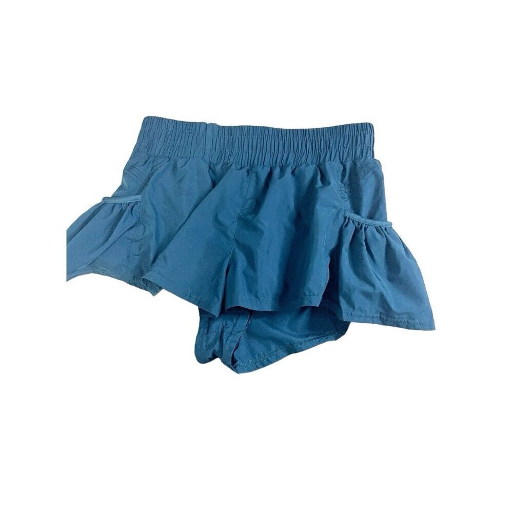 KIMBERLY.C Blue Ruffle Hem Pocket Shorts‎ M Lined Activewear High Rise